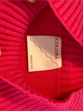 Kerisma Bright Pink Ribbed Turtleneck Sweater